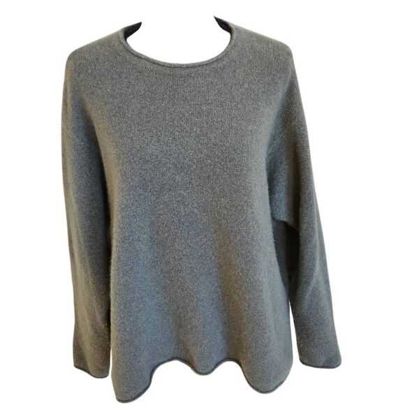 Eileen Fisher Womens Heather Cashmere Silk Blend Pullover Sweater Green Medium - Picture 11 of 11